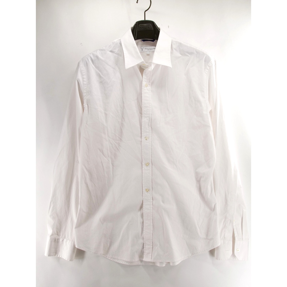 Teddy Stratford Shirt Mens 4 L White Cotton Blend Button Up Casual Preppy